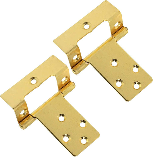 LARGE CRANKED 50mm BRASS FLUSH HINGES Wood Cupboard Door Hang Boat Caravan