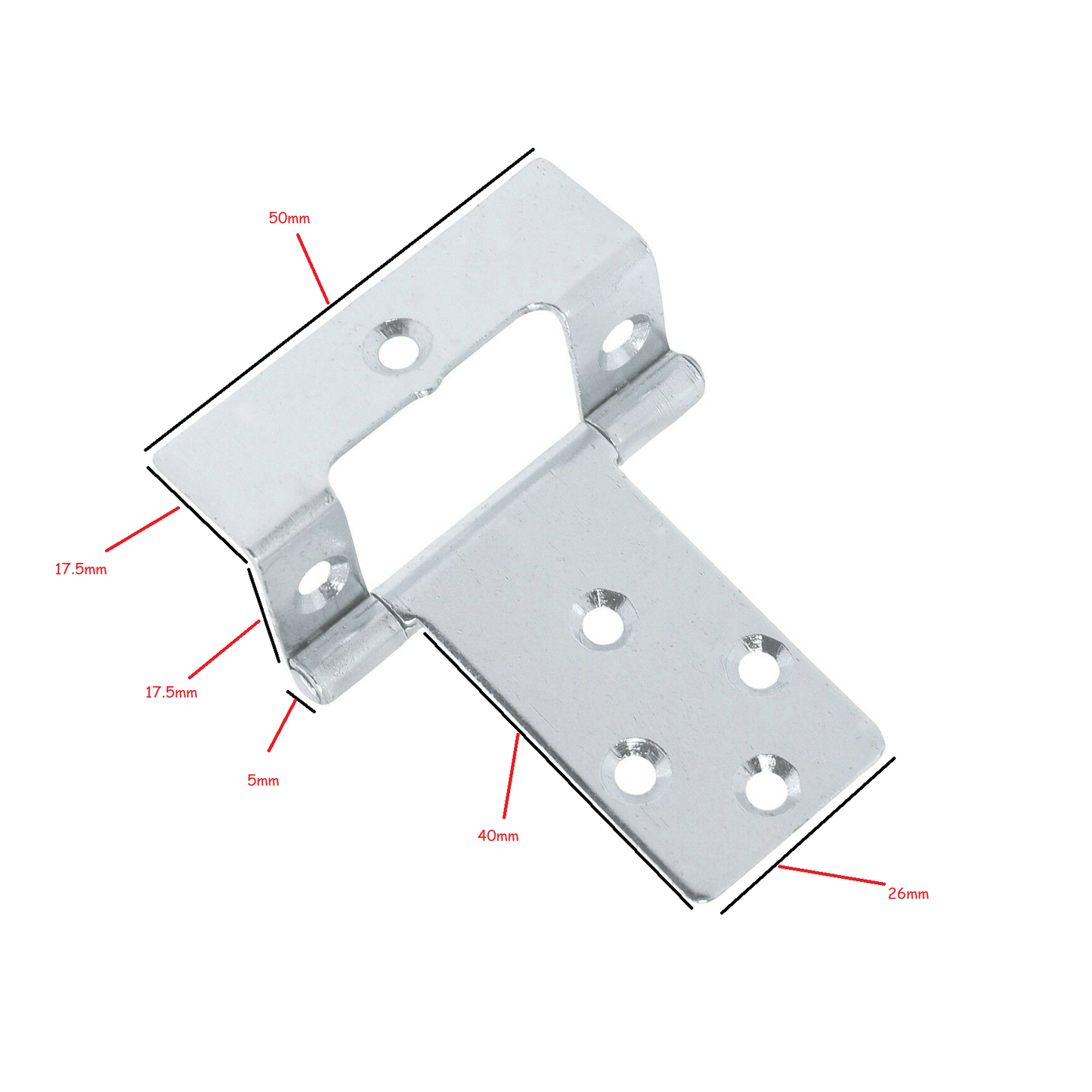 LARGE CRANKED HINGES 50mm SILVER FLUSH Wood Cupboard Door Hang Boat Caravan