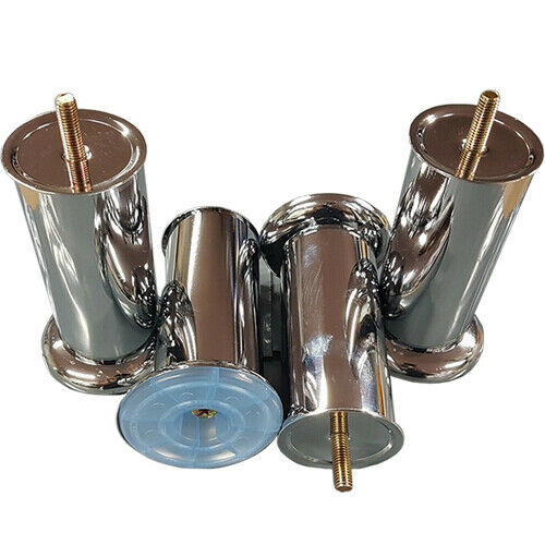 Cylindrical furniture foot with flat mounting plate for support.