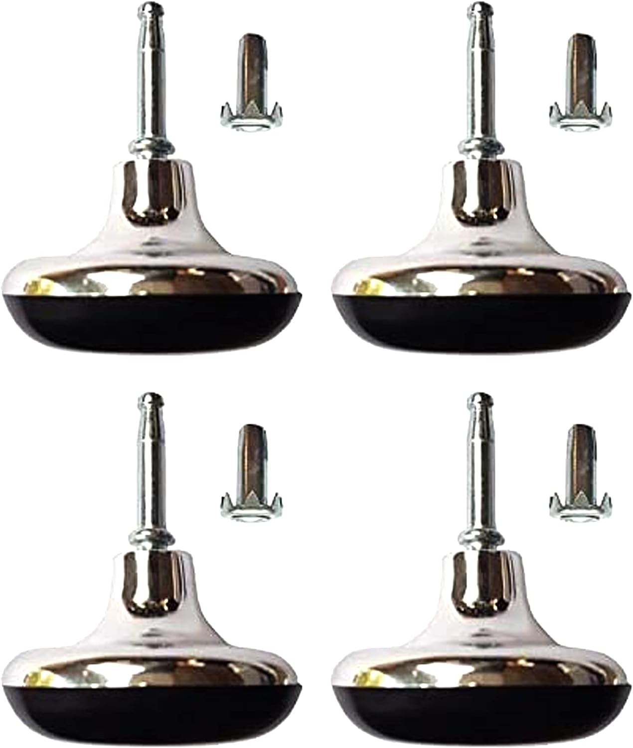 Chrome Glides feet legs castors for divan bed base sofa settee chair gliders sliders.