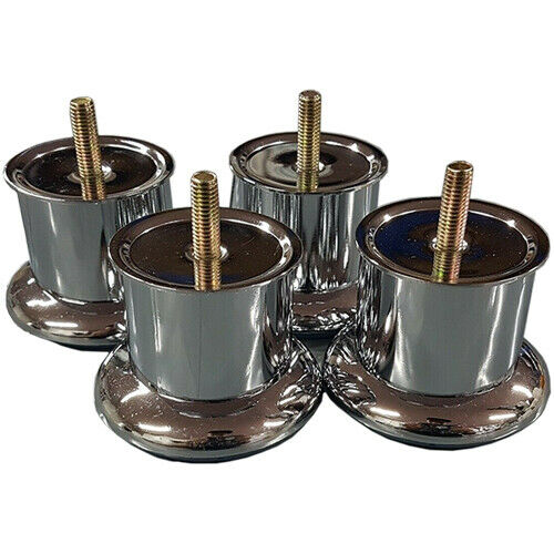Chrome-plated metal furniture feet or sofa legs, each with a centered threaded mounting stud.