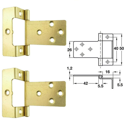 LARGE CRANKED 50mm BRASS FLUSH HINGES Wood Cupboard Door Hang Boat Caravan