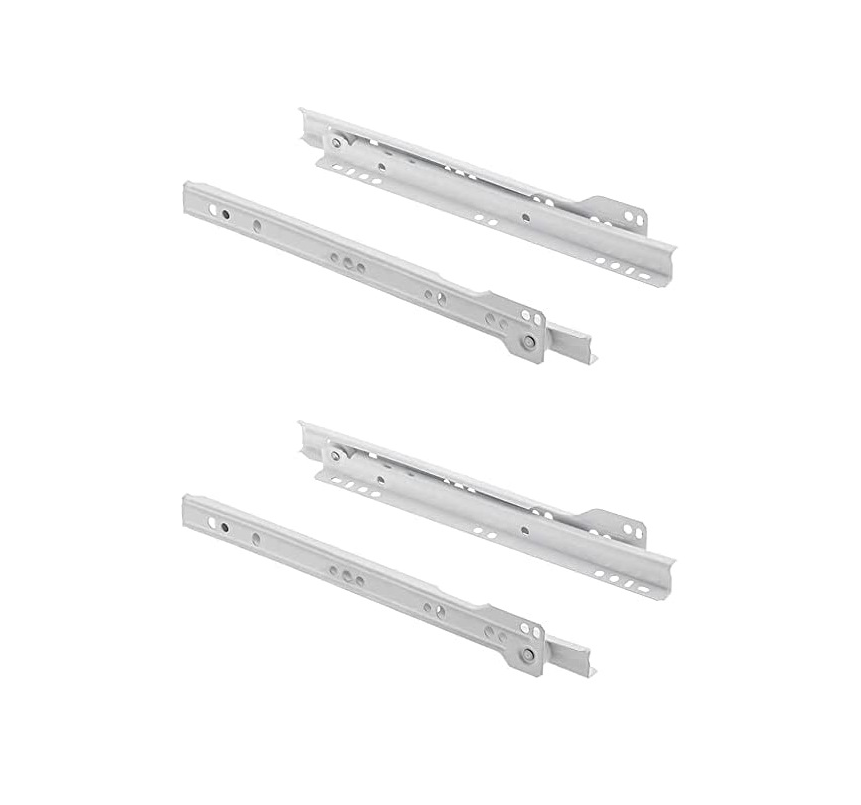 Drawer Runners 450mm Metal Roller Bottom Fix Kitchen Slides White With Screws