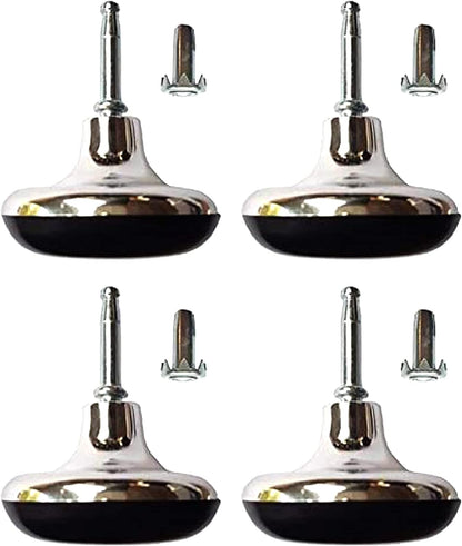 Chrome Glides feet legs castors for divan bed base sofa settee chair gliders sliders.