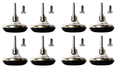 Chrome Glides feet legs castors and inserts set for divan beds, sofas, and chairs, featuring a sleek chrome finish.