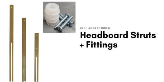 Pair of headboard struts designed for securing a headboard to a bed base.