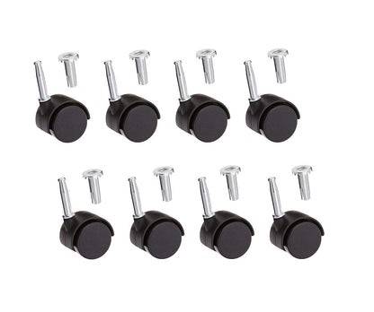 Twin Wheel Castors Swivel 40mm For Chair Furniture Beds Trolley Dolly + Fitting Inserts